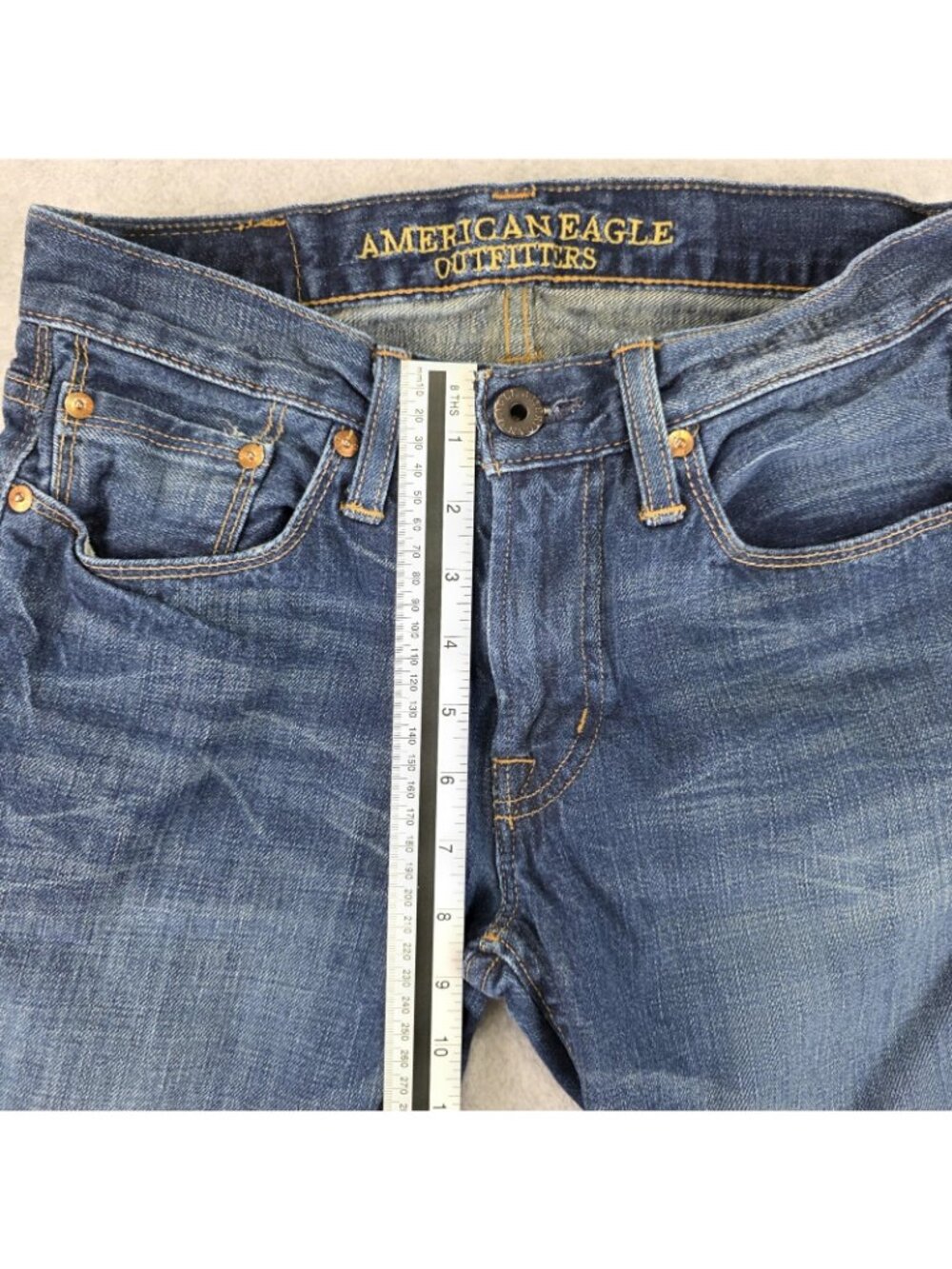 American Eagle Outfitters AEO Jeans Mens 28x30 Blue Slim Straight Denim Pockets - Picture 8 of 10